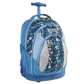 J World 'Sweet' Blue Squares 17 inch Kid's Ergonomic Rolling Backpack J World Kids' Rolling Backpacks