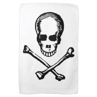 Black and White Vintage Skull and Crossbones Towel