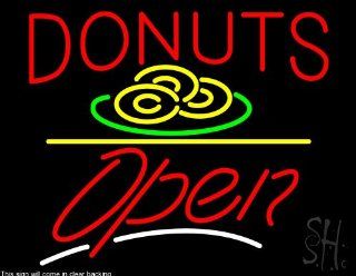 Donut Red and Logo Script2 Open Yellow Line Clear Backing Neon Sign 24" Tall x 31" Wide  Business And Store Signs 