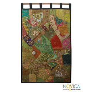 Handcrafted Cotton 'Jewels of India' Beaded Wall Hanging (India) Novica Wall Hangings