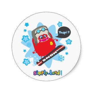Rosco fait du snowboard round sticker