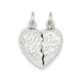 2 piece Break apart Heart Charm Sterling Silver Best Friend 2 piece Break apart Heart Charm Jewelry