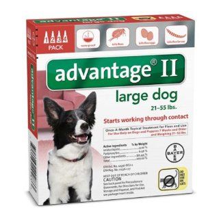 Bayer Advantage II, Dog, 21 55 lbs, 4pk  Pet Flea Drops 