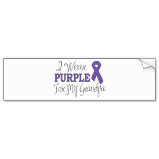 I Wear Purple For My Grandpa (Purple Ribbon) Bumper Stickers
