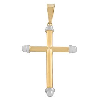 14k Two tone Gold Cross Pendant Religious Necklaces