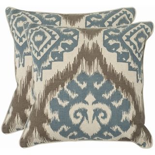 Damask 22 inch Beige/ Blue Decorative Pillows (Set of 2) Safavieh Throw Pillows