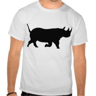 Rhino Silhouette, right facing, White Background T Shirts