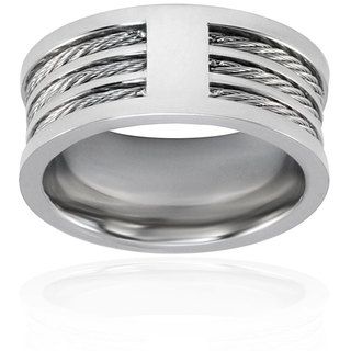 Stainless Steel Triple Cable Inlay Ring West Coast Jewelry Men's Rings