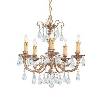 495 OB CL MWP Etta 5LT Chandelier, Olde Brass Finish with Clear Hand Cut Crystal    