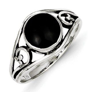 Sterling Silver Antiqued Black Onyx Ring Jewelry