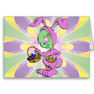 Novelty Easter Bunny Alien Design Cards