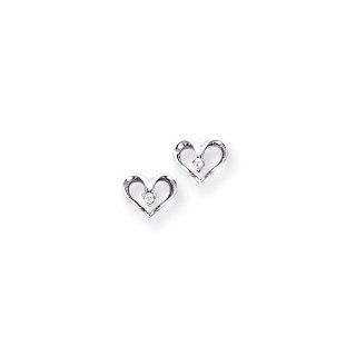 14k White Gold A Diamond heart earring Jewelry