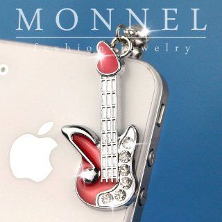 ip497 Cute Red Guitar Music Dust Proof Phone Plug Cover Charm For iPhone 4 4S 5 Cell Phones & Accessories