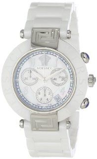 Versace Women's 95CCS1D497 SC01 Reve Mother Of Pearl Dial Chronograph White Ceramic Bracelet Watch Watches