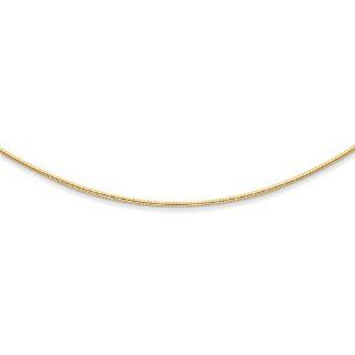 14K Yellow Gold 1.4mm Round Omega Chain Necklaces Jewelry