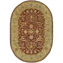 Handmade Antiquities Mahal Rust/ Beige Wool Rug (7'6 x 9'6 Oval) Safavieh Round/Oval/Square