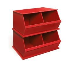 Two Bin Stackable Storage Cubby in Red Badger Basket Storage & Organization