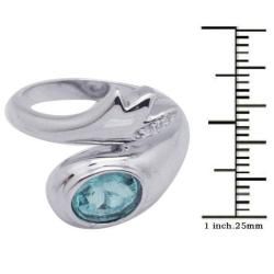 De Buman Sterling Silver Bezel set Apatite and White Topaz Accent Ring De Buman Gemstone Rings