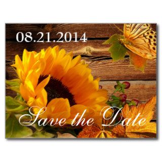 Save the Date Postcards, Country Fall Sunflower