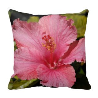 Hibiscus Pink Hibiscus Tropical Flower Throw Pillow