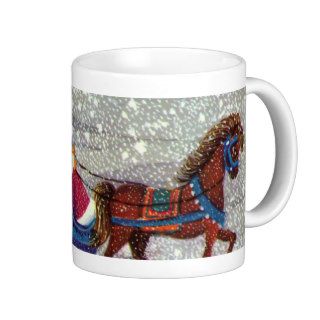 Vintage Christmas, Santa Claus Horse Open Sleigh Mug
