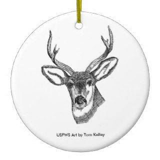 White Tailed Deer Line Art Ornaments