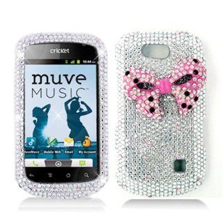 FOR ZTE GROOVE X501 3D FULL DIAMOND PROTECTOR COVER, BOW TIE, PINK Cell Phones & Accessories