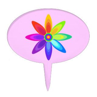 Abstract Rainbow Flower Cake Toppers
