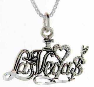 Sterling Silver I Love Las Vegas Word Pendant, 1 inch wide Jewelry