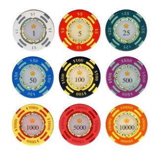 JP Commerce 25 crown casino 25pc 13.5g Crown Casino Clay Poker Chips   9 colors  Sports & Outdoors