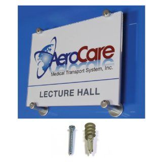 11" x 8 1/2" Acrylic Wall Sign Holder (Frame) w/ High Quality Solid Brass Hardware with Satin Chrome Finish Fastening Standoffs