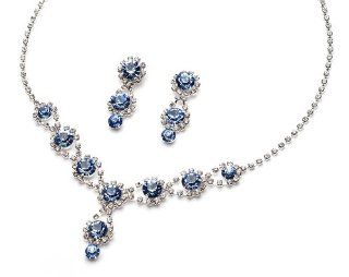 USABride Sparkling Turquoise Crystal with Surrounding Rhinestones, Necklace & Earrings 503 T Jewelry