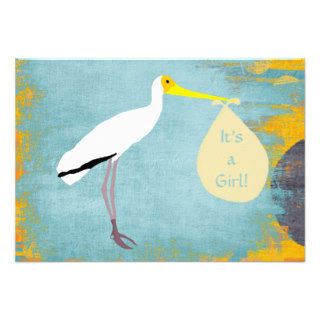 Stork Delivery Paint Patch Any Gender Baby Shower Custom Invitations