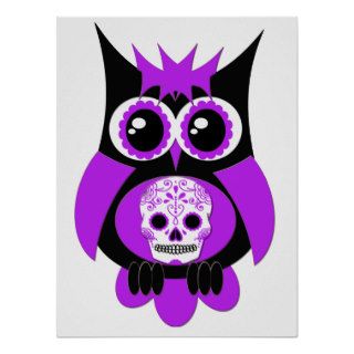 Purple Sugar Skull Owl Poster