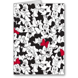 Minnie Red Bow Pattern Greeting Cards