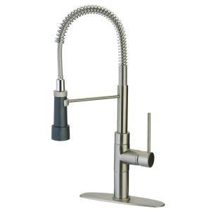 La Toscana Elba Single Handle Pull Down Sprayer Kitchen Faucet with Hi Arc Spring Spout and Magnetic Spray in Brushed Nickel 78PW557PMLFEX
