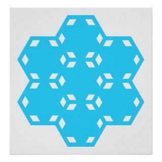 Blue Hexagon Star Print
