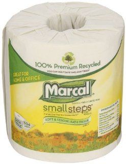 Marcal 6495 White Small Steps 100% Premium Recycled 2 Ply Bath Tissue Roll 504 Sheets  (Case of 48)