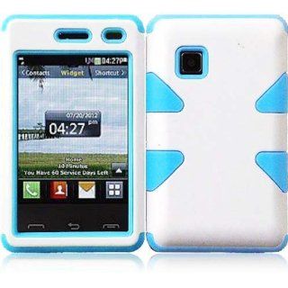 Importer520 Dynamic Hybrid Tuff Hard Case Snap On Phone Silicone Cover Case For LG 840G LG840G TracFone, StraightTalk, Net (White / Baby Blue) Cell Phones & Accessories