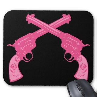 Retro Pink Crossed Pistols Mouse Pads
