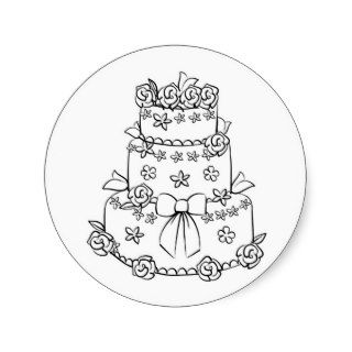 Elaborate Wedding Cake with Flowers and Bow Stickers