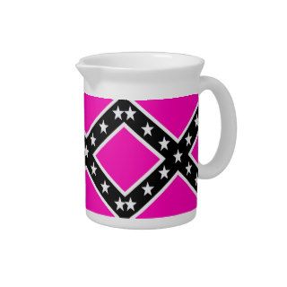 Pink & Black Girlie Rebel Confederate Flag Drink Pitcher