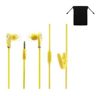 Premium Stereo Handsfree Headset Earbuds Earphones with mic for Nokia Lumia 928/ 925/ 920/ 822/ 720/ 520/ 521 (Yellow) w/ Anti Tangle Flat Wire + Carry Bag Cell Phones & Accessories