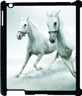 TABTM White Wild Horses Black Snap on Case for Apple iPad 2   The New iPad (3rd Generation)   Unisex   Affordable gift Computers & Accessories