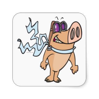 pig pilot cartoon stickers