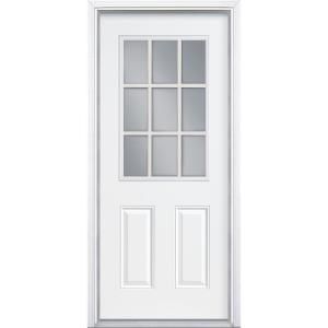 Masonite Premium 9 Lite Primed Steel Entry Door with Brickmold 45148