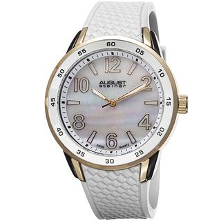 August Steiner Ladies Mother of pearl dial Swiss Quartz Silicone strap Water resistant Watch August Steiner Women's August Steiner Watches