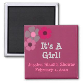 Magenta It's A Girl Baby Shower Magnet Favors