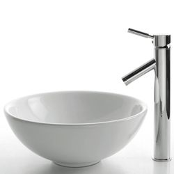 Kraus Round Ceramic Vessel Sink and Sheven Faucet Kraus Sink & Faucet Sets