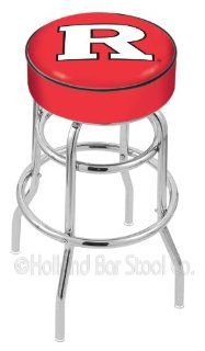 Rutgers Scarlet Knights   30 Inch Cushion Seat with Double Ring Chrome Base Swivel Bar Stool  Sports Fan Barstools  Sports & Outdoors